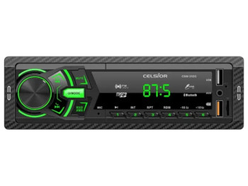 Автомагнитола Celsior CSW-252G, 1DIN, Bluetooth, USB, SD, AUX, подсветка зеленая, цвет черный