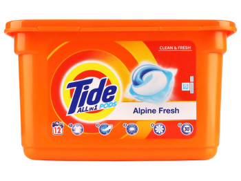 Засіб для прання у вигляді капсул Tide, Альпійська свіжість, 12шт