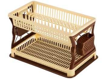 Сушилка для посуды R plastic, бежевый, 2 яруса, 43x29x27,5см, 20201