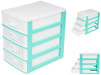 Комод мини Rotang, пластик, 4 яруса, 20×19×26,5см, цвет бирюзовый
