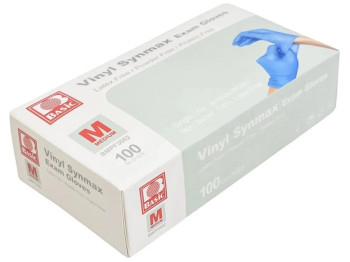 Перчатки виниловые INTCO, неприпудренные, синие, M, 100шт