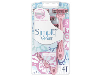 Одноразовые безопасные бритвы GILLETTE SIMPLY VENUS 3, 3 лезвия 4шт