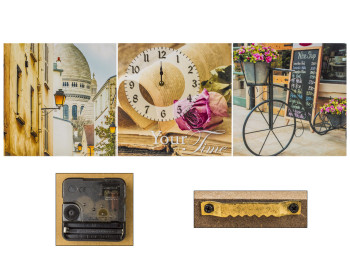 Годинники настінні на полотні Затишні вулички МДФ 90х30см