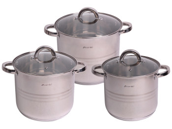 Набір каструль Kamille з нержавіючої сталі 6 предметів (5л, 6,5л, 8л)