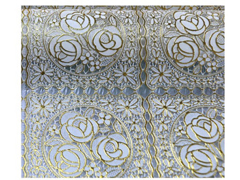 Клеенка виниловая ажурная "Lace" с золотом 1,37x20 метров (цена за рулон)