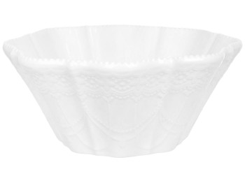 Салатник фарфоровый Fleur Blanche, белый, рельефный рисунок, 400 мл