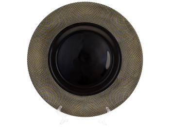 Тарілка сервірувальна, колір - чорний із золотом, 33см