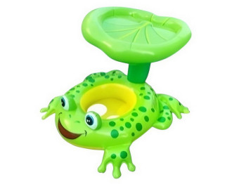Надувной плотик для плавания Лягушонок с зонтиком, 88×86см, зеленый