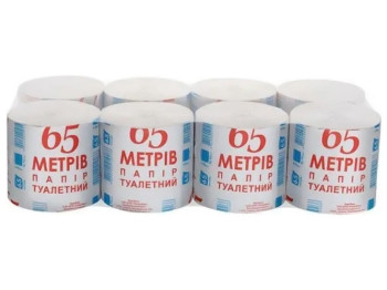 Туалетная бумага 65 метров, макулатурная, 1-слойная, 65м, 8 рул., серая