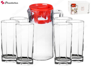 Набор Pasabahce Kosem кувшин 1,25л и 6 стаканов 260мл (цена за набор 7 предметов) (43414+6х42078)