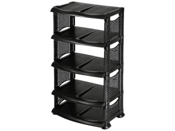 Полиця для взуття R plastic Ротанг, чорна, 5 секцій, 18504