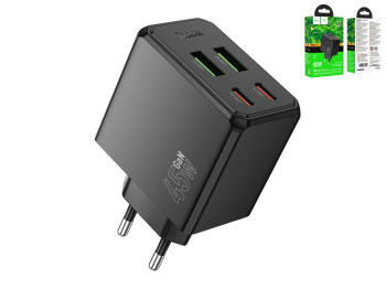 Сетевое зарядное устройство Hoco CS18A 2usb-c/2usb pd/qc 45w, 45 вт, 4 порта usb, цвет черный