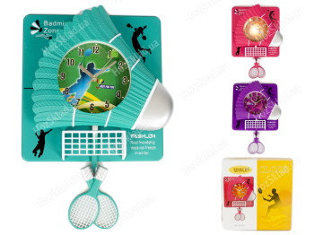 Часы настенные детские с маятником Бадминтон кварц. пластик