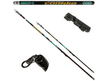 Вудка з кільцями Cornko, мікс карбон, 4м, колір чорно-зелений