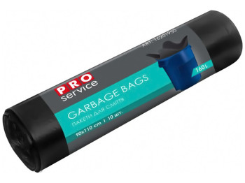 Пакеты для мусора Pro с ушками LD, 90x110см, 160л, 10шт, черные, 16201950
