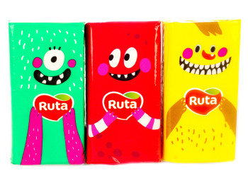 Хустки носові "Ruta" Monsters асорті білі тришарові без аромату 10шт