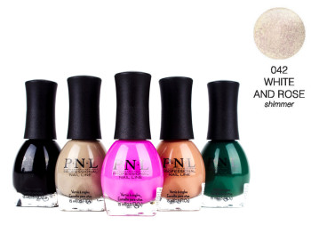Лак для ногтей P.N.L №042 WHITE AND ROSE Shimmer 15мл