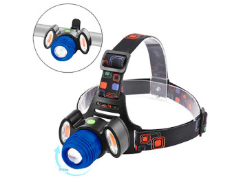 Велосипедный фонарь + на лоб Police 2118Bike/3117-T6+2COB (red), ЗУ micro USB, встр. акк 50494