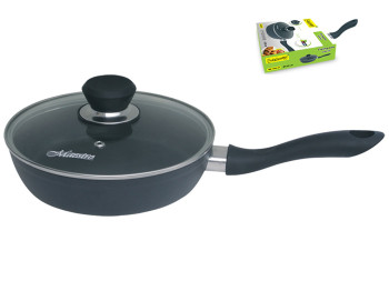 Сковорода Maestro QuanTanium стеклянная крышка, индукционное дно с антипригарным покрытием D24см