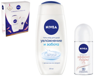 Набор подарочный Nivea "Эффект пудры" 2019 (гель для душа 250мл, дезодорант 50мл)