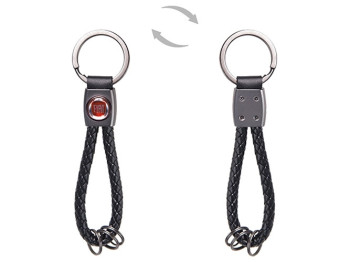 Брелок кожзам. плетеный с кольцами CN FIAT