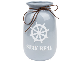 Ваза керамічна "Stay Real" 14,5х14,5х23см колір сірий, в картонній коробці
