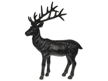 Новогодняя декоративная фигура Олень, цвет - черный глиттер, 76см