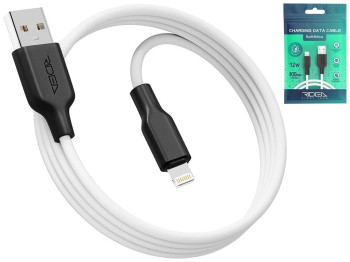Кабель USB Ridea RC-M134 Soft Silico 12W Lightning, Бело-Чёрный