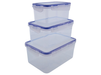 Набір контейнерів для харчових продуктів із затиском, прозорий (ціна за набір 3шт) 167040