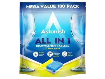 Таблетки Astonish для посудомийних машин all in 1, з сіллю та ополіскувачем, 100 штук