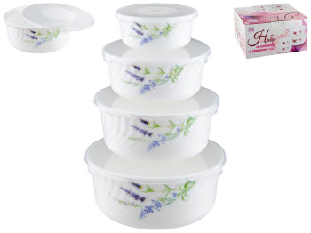 Набір салатників з кришкою Прованс D10,3см, D14,2см, D16,6см, D18,9см (ціна за набір 4шт)