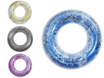 Надувне коло для плавання, ПВХ, прозоре з блискітками, 60см.