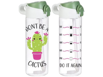 Пляшка для води Herevin Cactus, пластик, 750мл, 24×7×11см, колір прозорий