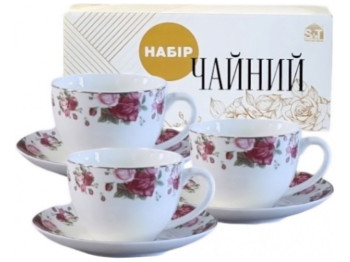 Сервиз чайный Винтаж, чашка – 240мл, блюдце – 15см (цена за набор 12шт)