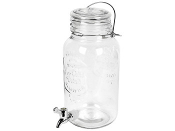 Лимонадник Ice cold drink скляний з краном та кришкою, 3,8 л