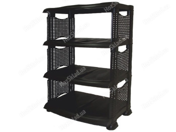 Полка для обуви R plastic Ротанг, черная, 4 секции, 18402