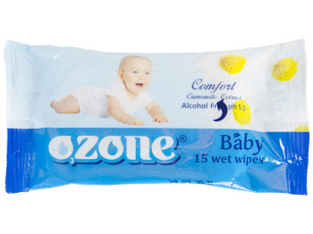 Вологі серветки дитячі Ozone Baby "З екстрактом ромашки" 15 шт