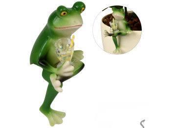 Фигурка для цветочного горшка Funny frog, полирезина, 10см, цвет зелёный