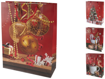 Пакет новогодний бумажный L Red 31х12х40см