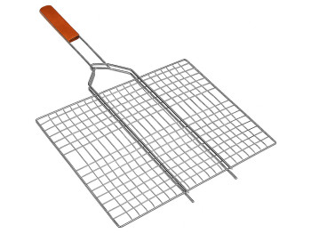 Решетка-гриль STENSON плоская 70×45×36 см с деревянной ручкой (МН-0161)