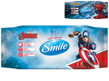 Серветка волога Smile Marvel, антибактеріальна, 72шт