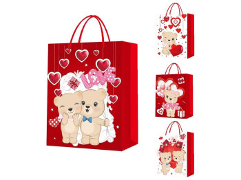 Пакет подарочный бумажный S Teddy Love 3D, 18x23x10см