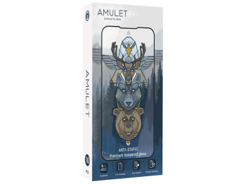 Защитное стекло Amulet 2.5D HD Antistatic for iPhone 15 Plus/16 Plus, цвет черный (цена за бокс 10шт