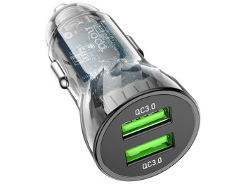 Автомобильное зарядное устройство Hoco Z47 Transparent QC3.0 18W Цвет Прозрачный черный