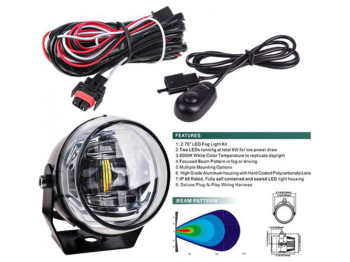 Фара дополнительная PL-1275 LED-ZES/12V-9W-900LM/D=70мм/эл.проводка