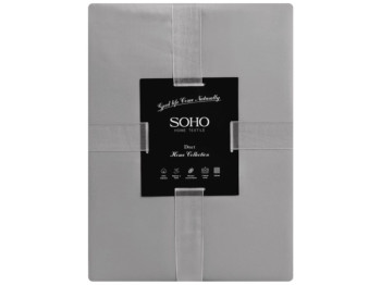 Комплект постельного белья Soho, полуторный, 150×200см, 155×220см, сатин, цвет серый с графитом