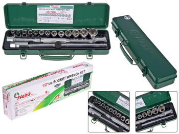 Набір головок HANS 1/2" 17 предметів 6 граней (9,10,11,12,13,14,15,16,17,19,22,24,27) (4617MU)