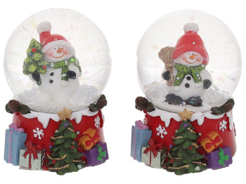 Стеклянный шар с водой Снеговик, 2 дизайна, 5,4см (цена за 1шт)