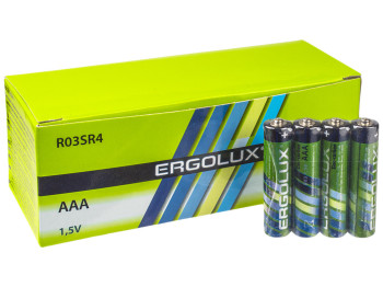 Батарейка солевая Ergolux Zinc-carbon, 1,5V, AAA, R03 (цена за спайку 4шт)
