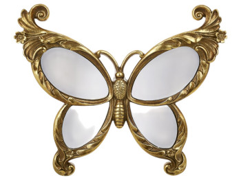 Декор настенный бабочка с элементами зеркал, 34,8×30×7,5см, цвет золотой